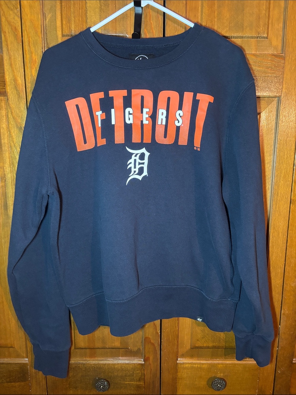'47 Navy Detroit Tigers Navy Crewneck Sweatshirt